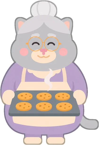 Gam Gam holding a tray of freshly baked cookies.